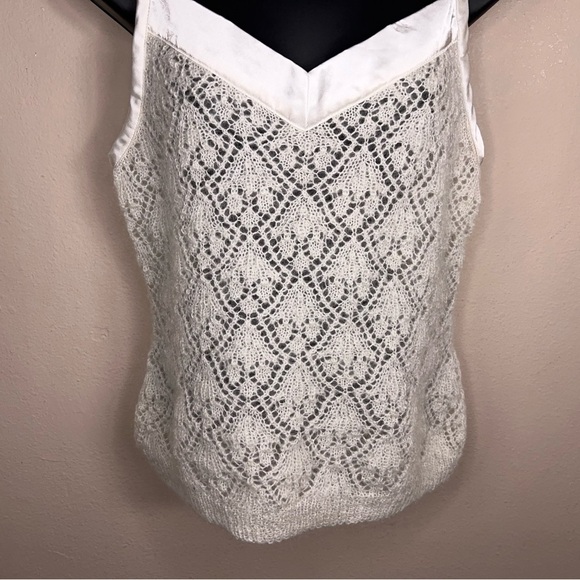 Vintage 90s Y2K Era Moda Mohair Ivory Soft Knit Tank Neutral Classic Medium - Picture 3 of 14